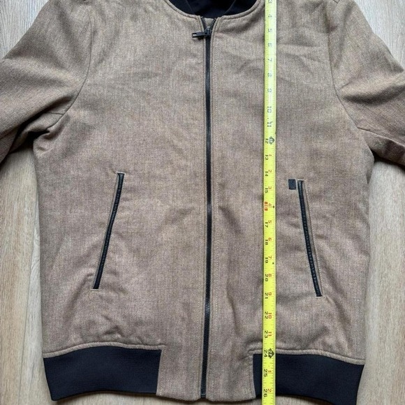 Zara Man Tan and Black 2 tone Bomber Jacket Wool Blend Size M - Picture 4 of 7